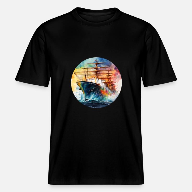Schiff Gross runder Batch -  RELAXED FIT Unisex Organic T-Shirt - Schwarz
