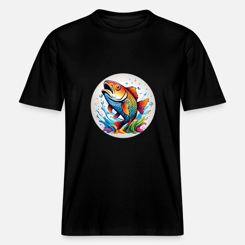 Fisch runder Batch - RELAXED FIT Unisex Organic T-Shirt - Schwarz