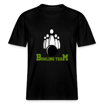 Bowling Team -  RELAXED FIT Unisex Organic T-Shirt - black - Front - Alina (178cm) & Michal (187cm)