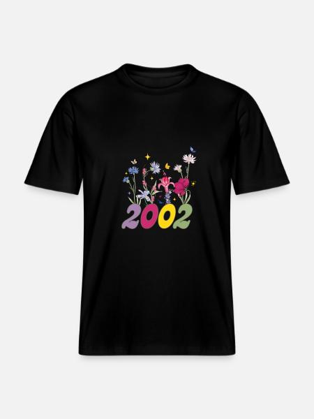 Year of birth 2000 wildflowers -  RELAXED FIT Unisex Organic T-Shirt - black