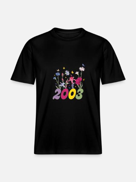 Year of birth 2003 wildflowers - RELAXED FIT Unisex Organic T-Shirt - black