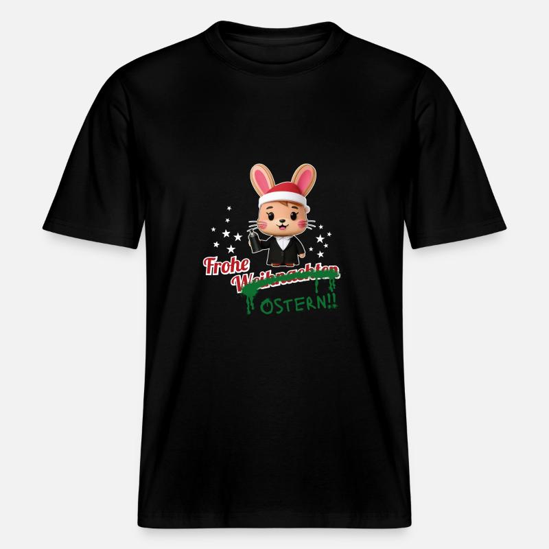 Frohe Weihnachten... oder Ostern? -  RELAXED FIT Unisex Organic T-Shirt - Schwarz