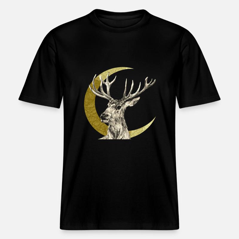 Cerf -  T-shirt unisexe RELAXED FIT en coton bio - noir