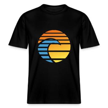 Sunset Wave -  RELAXED FIT Unisex Organic T-Shirt - Schwarz - Vorne - Alina (178cm) & Michal (187cm)