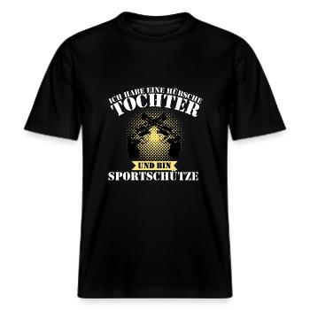 ich bin sportschütze 4 -  RELAXED FIT Unisex Organic T-Shirt - Schwarz - Vorne - Alina (178cm) & Michal (187cm)