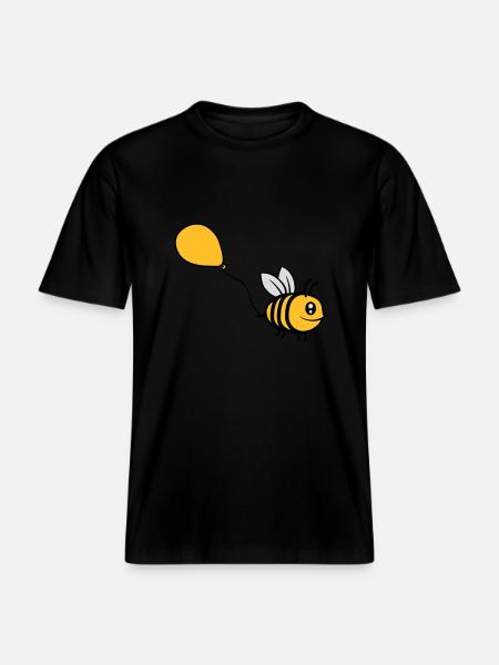 Happy Balloon Bee Comic - RELAXED FIT Unisex Organic T-Shirt - black