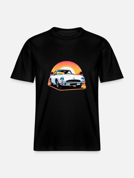 Oldtimer Sonnenuntergang -  RELAXED FIT Unisex Organic T-Shirt - Schwarz