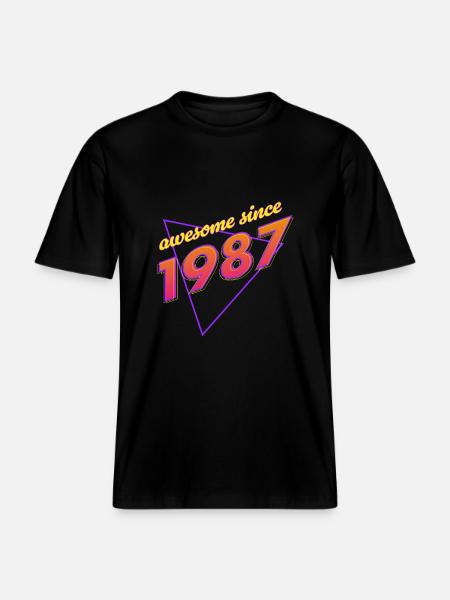 Rétro - Awesome since 1987 -  T-shirt unisexe RELAXED FIT en coton bio - noir