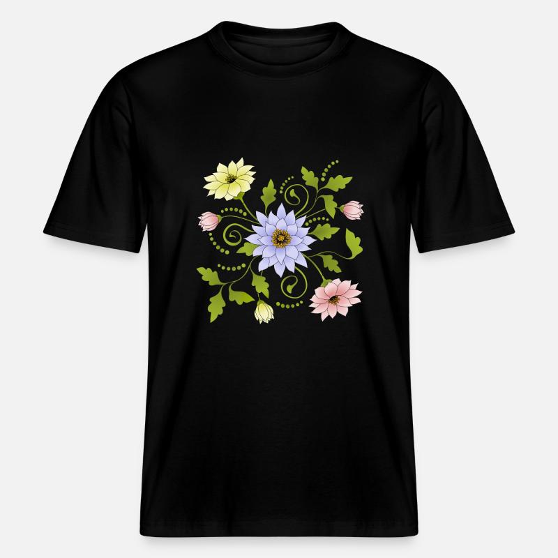 Fleur -  T-shirt unisexe RELAXED FIT en coton bio - noir