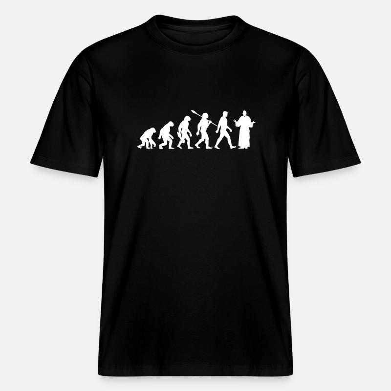 Evolution - Pasteurs - Église - Religion - T-shirt unisexe RELAXED FIT en coton bio - noir