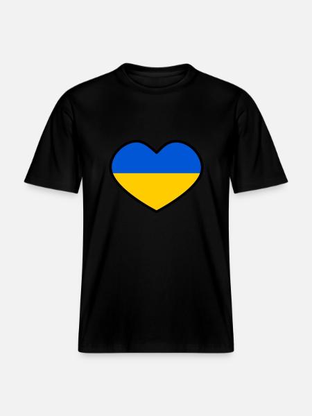 Ukraine Heart - RELAXED FIT Unisex Organic T-Shirt - black