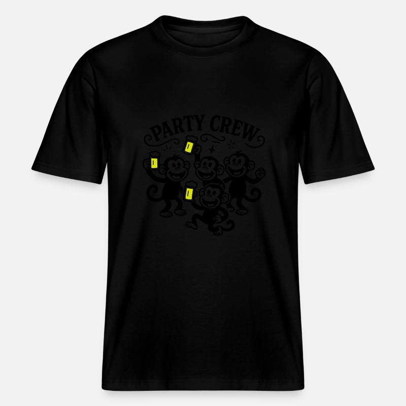 Party Crew Affe Bier - RELAXED FIT Unisex Organic T-Shirt - Schwarz
