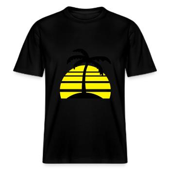 palms__f2 -  RELAXED FIT Unisex Organic T-Shirt - Schwarz - Vorne - Alina (178cm) & Michal (187cm)