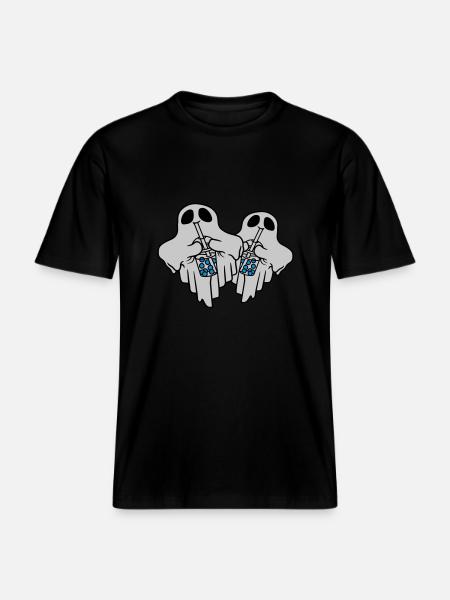 2 Bubble Tea Ghosts - RELAXED FIT Unisex Organic T-Shirt - black