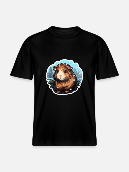Cochon d’Inde d’hiver -  T-shirt unisexe RELAXED FIT en coton bio - noir