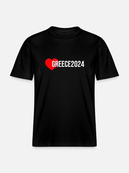 Greece 2024 Heart Holidays - RELAXED FIT Unisex Organic T-Shirt - black