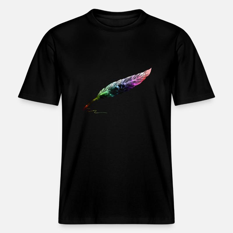feder -  RELAXED FIT Unisex Organic T-Shirt - Schwarz