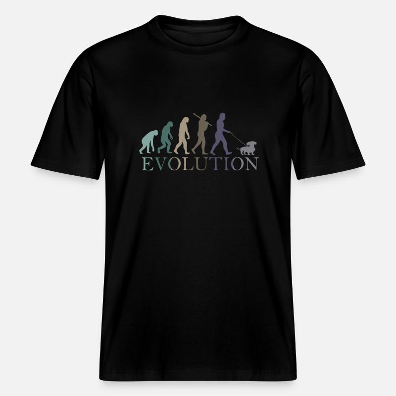 ÉVOLUTION DU TECKEL RÉTRO -  T-shirt unisexe RELAXED FIT en coton bio - noir