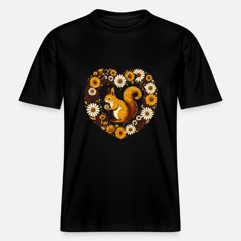 Écureuil roux -  T-shirt unisexe RELAXED FIT en coton bio - noir