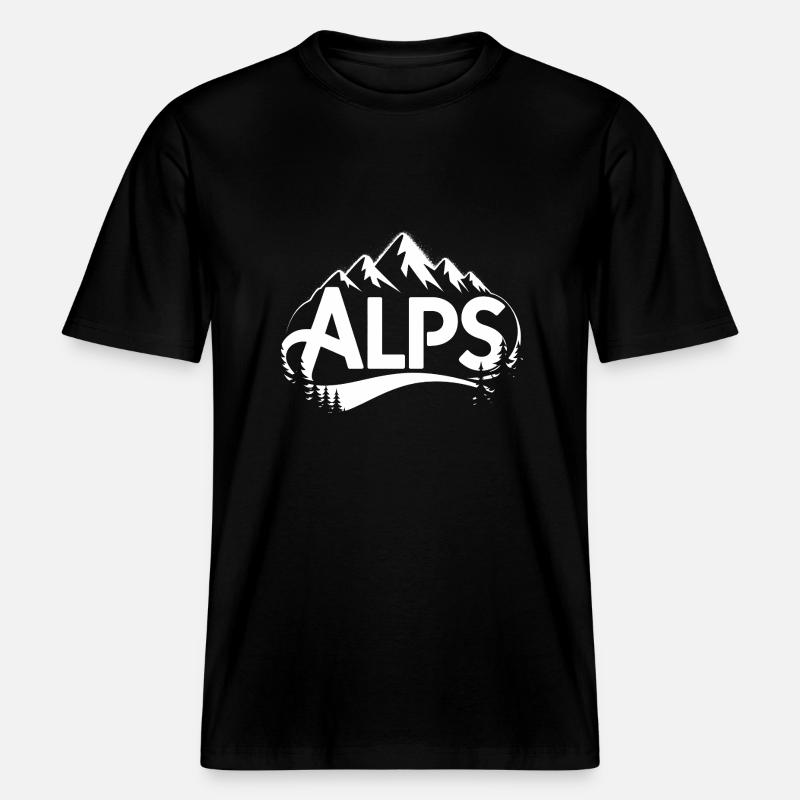 Alpes - Conception de randonnée -  T-shirt unisexe RELAXED FIT en coton bio - noir