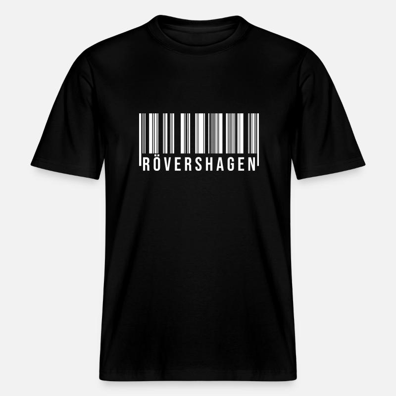 Rövershagen Strichcode -  RELAXED FIT Unisex Organic T-Shirt - Schwarz