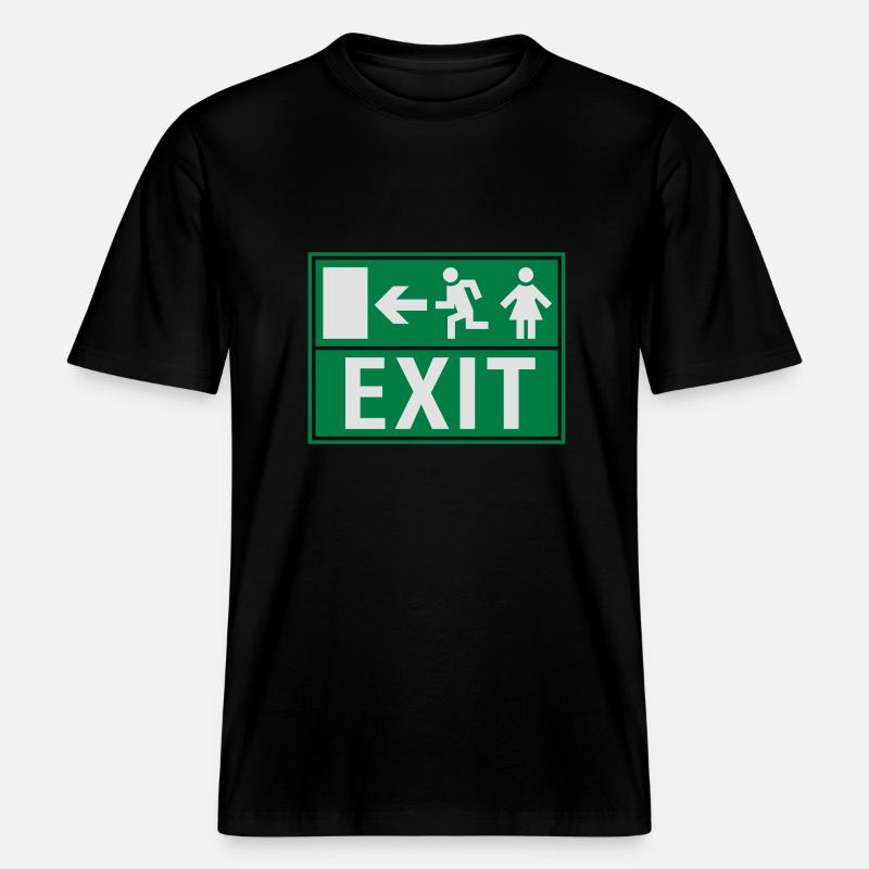 EXIT (FIRE EXIT) -  T-shirt unisexe RELAXED FIT en coton bio - noir