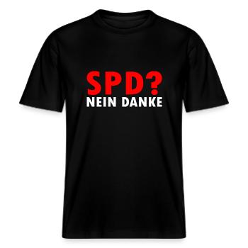Spd -  RELAXED FIT Unisex Organic T-Shirt - Schwarz - Vorne - Alina (178cm) & Michal (187cm)