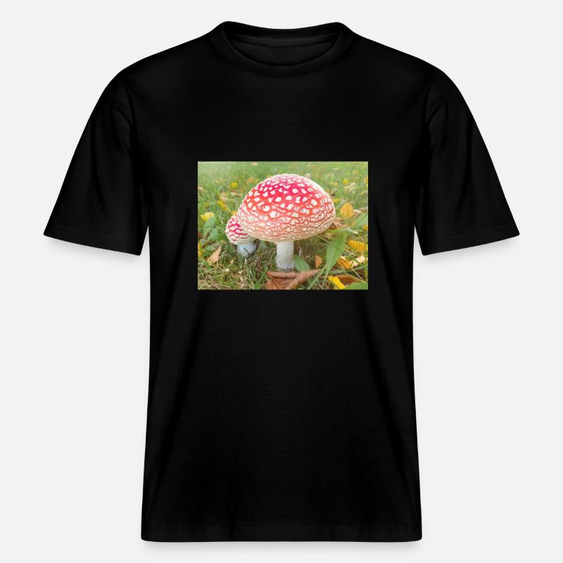 fly agaric also toadstool -  RELAXED FIT Unisex Organic T-Shirt - black
