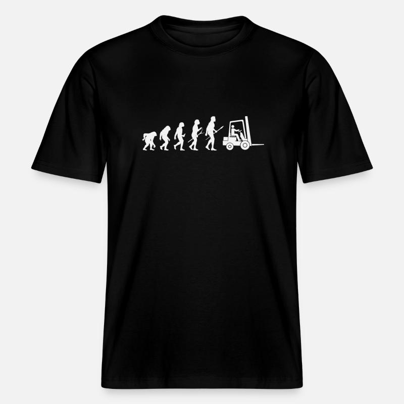 Gabelstapler-Evolution -  RELAXED FIT Unisex Organic T-Shirt - Schwarz