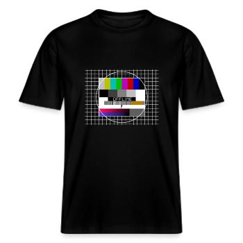 offline, internet, Testbild, tv -  RELAXED FIT Unisex Organic T-Shirt - Schwarz - Vorne - Alina (178cm) & Michal (187cm)