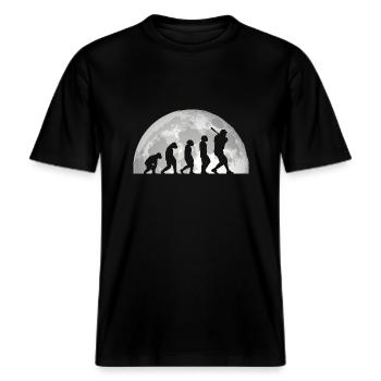 Baseballspieler Evolution Baseball -  RELAXED FIT Unisex Organic T-Shirt - Schwarz - Vorne - Alina (178cm) & Michal (187cm)