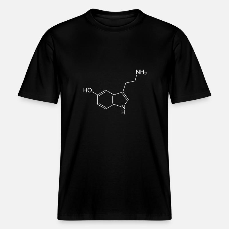 Serotonin structural formula - RELAXED FIT Unisex Organic T-Shirt - black