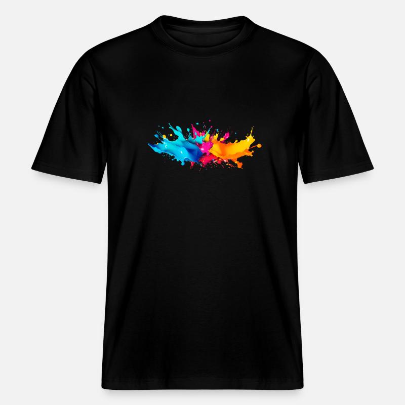 Explosion de Peinture -  T-shirt unisexe RELAXED FIT en coton bio - noir