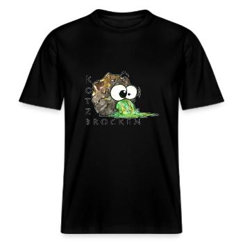 Kotzbrocken -  RELAXED FIT Unisex Organic T-Shirt - Schwarz - Vorne - Alina (178cm) & Michal (187cm)