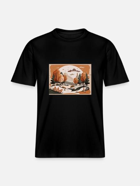 Flowing River (Fall Collection #3) -  RELAXED FIT Unisex Organic T-Shirt - black