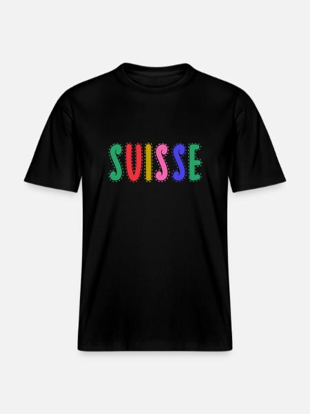 SUISSE. PAYS -  T-shirt unisexe RELAXED FIT en coton bio - noir