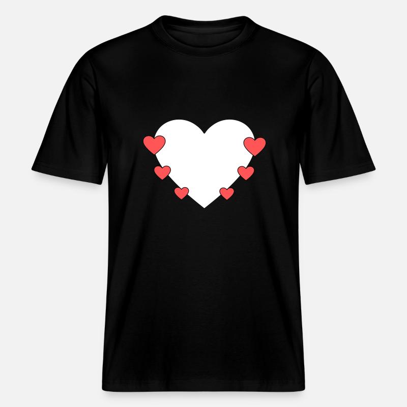Cœur avec de petits cœurs -  T-shirt unisexe RELAXED FIT en coton bio - noir