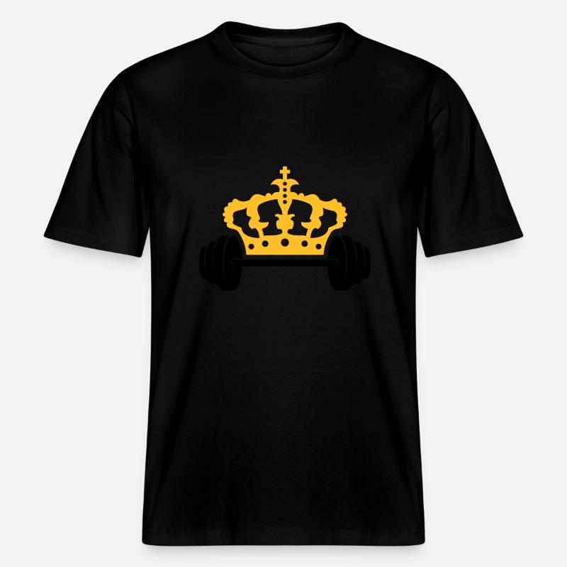 Conception du logo Krone Dumbbell -  T-shirt unisexe RELAXED FIT en coton bio - noir