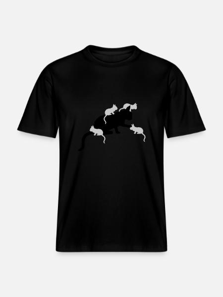 Many Kitten Mama Cat - RELAXED FIT Unisex Organic T-Shirt - black