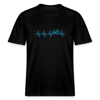 Fréquence cardiaque du vélo -  T-shirt unisexe RELAXED FIT en coton bio - noir - Devant - Alina (178cm) & Michal (187cm)