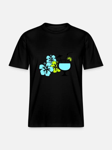 Cocktail Flowers Hawaii -  RELAXED FIT Unisex Organic T-Shirt - black