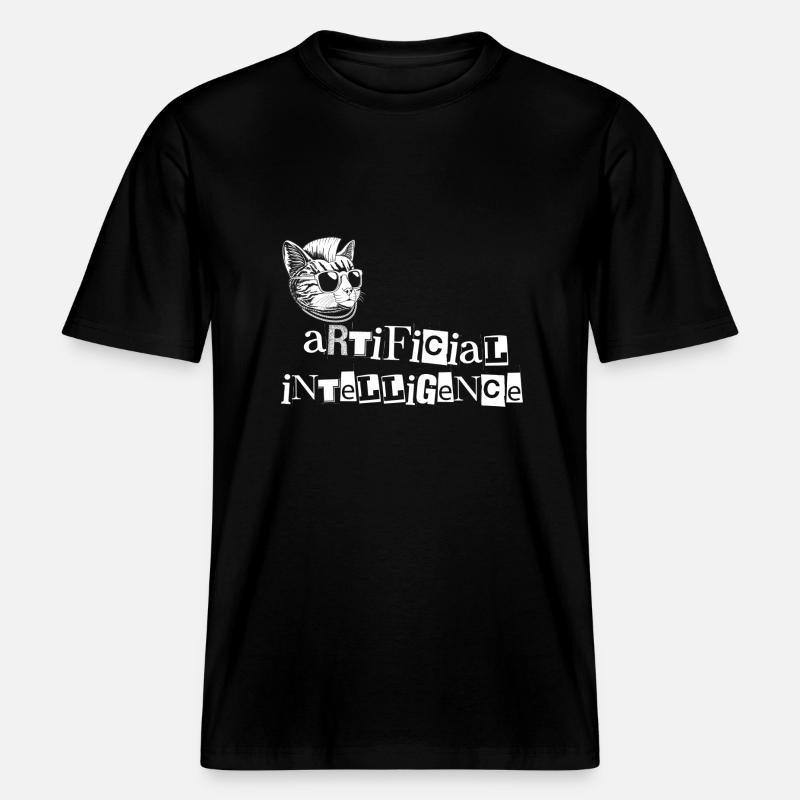 AI Cat Artificial Intelligence -  RELAXED FIT Unisex Organic T-Shirt - black