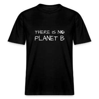 Umwelt, Natur, Klima, Klimawandel, Planet B -  RELAXED FIT Unisex Organic T-Shirt - Schwarz - Vorne - Alina (178cm) & Michal (187cm)