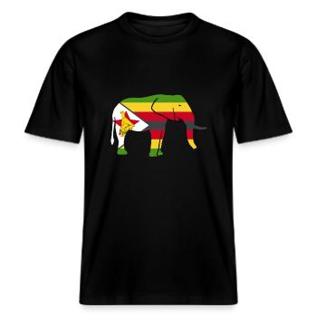 Zimbabwe Drapeau Pays Nationalité Zimbabwe -  T-shirt unisexe RELAXED FIT en coton bio - noir - Devant - Alina (178cm) & Michal (187cm)