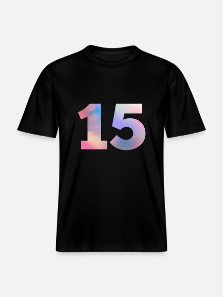 Bunte Zahl 15 - RELAXED FIT Unisex Organic T-Shirt - Schwarz