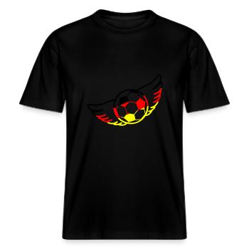 fußball deutschland -  RELAXED FIT Unisex Organic T-Shirt - Schwarz - Vorne - Alina (178cm) & Michal (187cm)