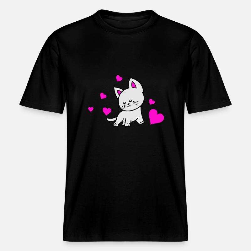 Amour du chat 02 -  T-shirt unisexe RELAXED FIT en coton bio - noir