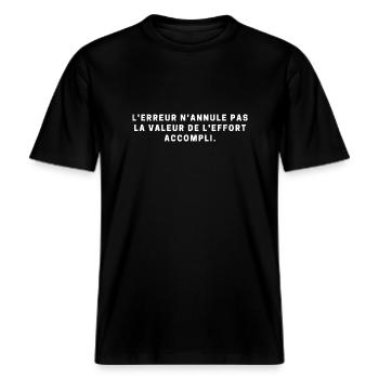 proverbe , précepte, conseil, morale -  T-shirt unisexe RELAXED FIT en coton bio - noir - Devant - Alina (178cm) & Michal (187cm)