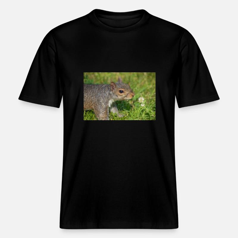 Grey squirrel Grauhörnchen Sciurus carolinensis -  RELAXED FIT Unisex Organic T-Shirt - black