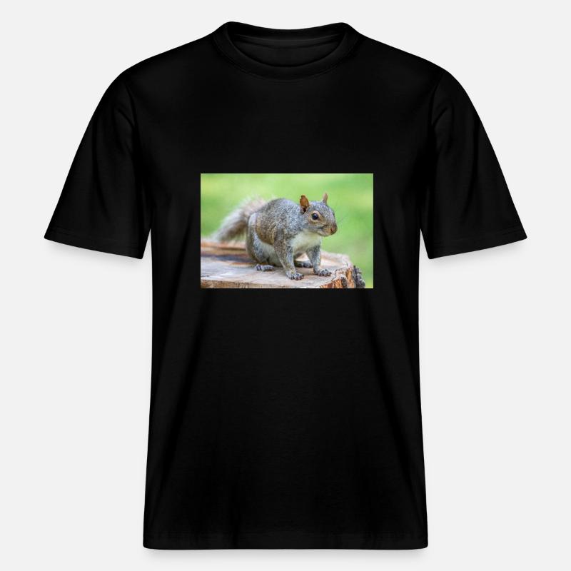 Grey squirrel Grauhörnchen Sciurus carolinensis - RELAXED FIT Unisex Organic T-Shirt - black
